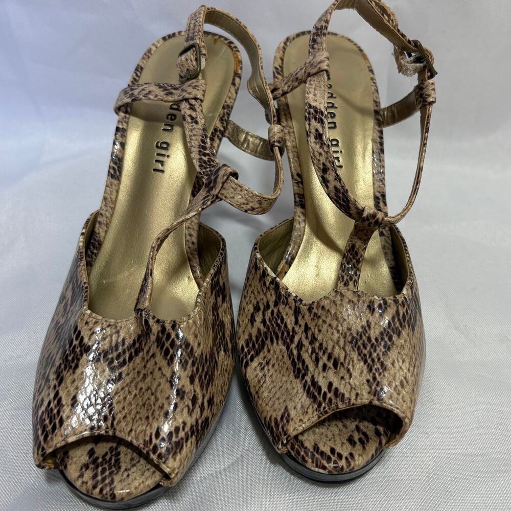 Madden Girl Snake Print T Strap Platform Heels Peep Toe size 7
